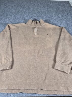 Ralph Lauren Men's TALL Pullover SWEATER Tan-in-Color Size 2XLT 1/4 Zip UP